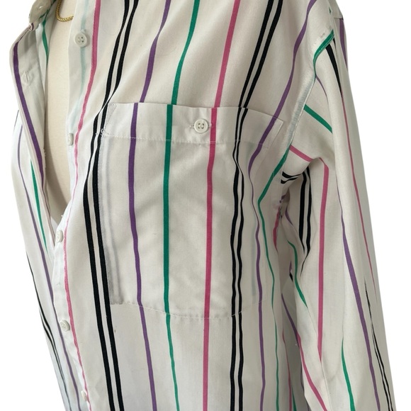Vintage Pyramid white striped button down shirt poly cotton S - Picture 6 of 15